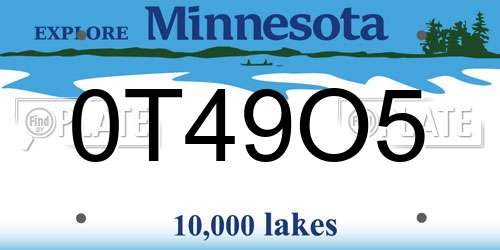 0T49O5 Minnesota License Plate