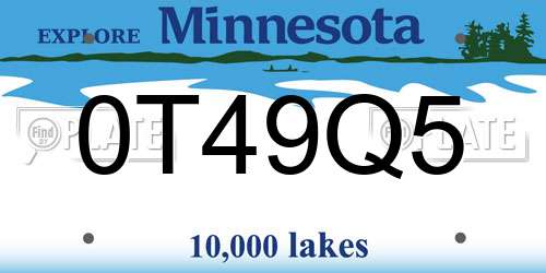 0T49Q5 Minnesota License Plate