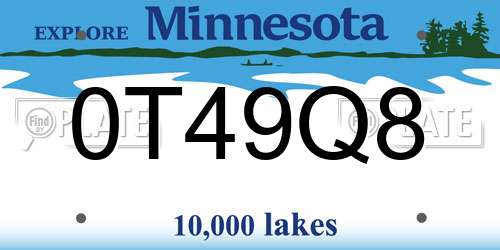 0T49Q8 Minnesota License Plate