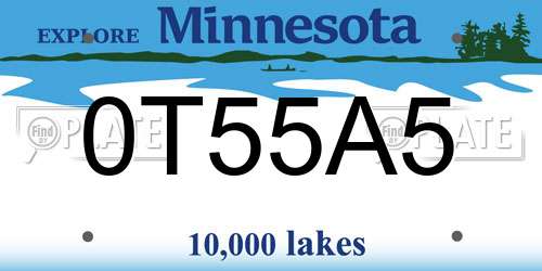 0T55A5 Minnesota License Plate