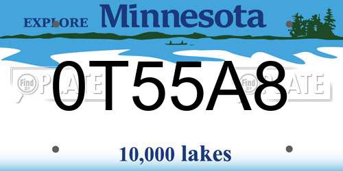 0T55A8 Minnesota License Plate