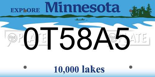 0T58A5 Minnesota License Plate