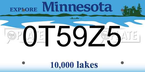 0T59Z5 Minnesota License Plate