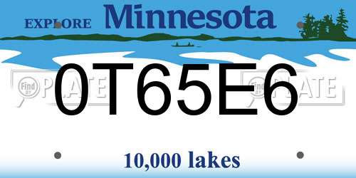 0T65E6 Minnesota License Plate