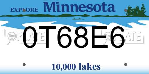 0T68E6 Minnesota License Plate