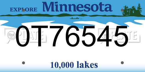 0T76545 Minnesota License Plate