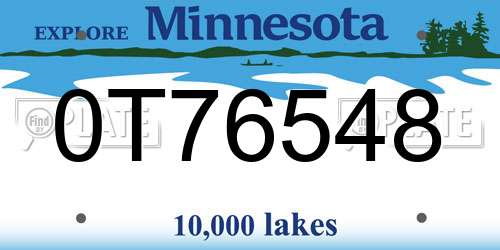 0T76548 Minnesota License Plate