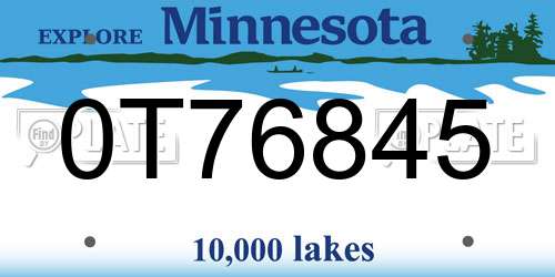 0T76845 Minnesota License Plate