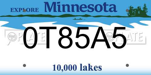 0T85A5 Minnesota License Plate