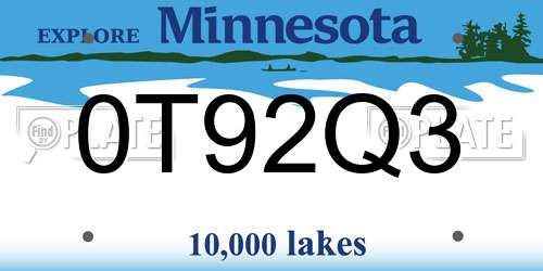 0T92Q3 Minnesota License Plate
