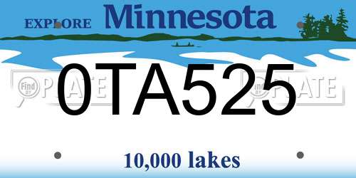 0TA525 Minnesota License Plate