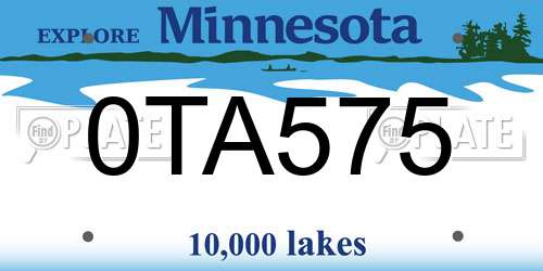 0TA575 Minnesota License Plate
