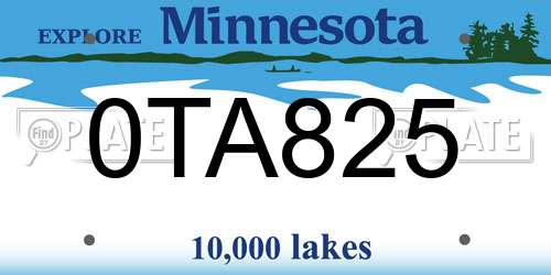 0TA825 Minnesota License Plate