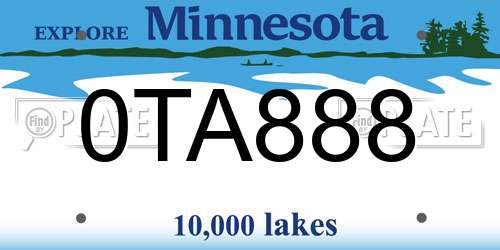 0TA888 Minnesota License Plate