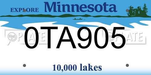 0TA905 Minnesota License Plate