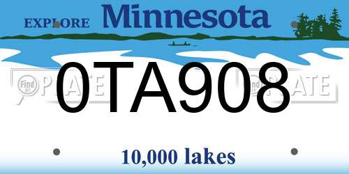 0TA908 Minnesota License Plate