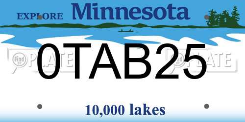 0TAB25 Minnesota License Plate