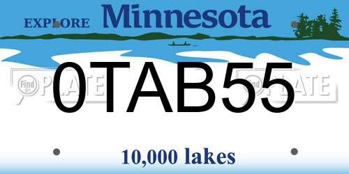 0TAB55 Minnesota License Plate