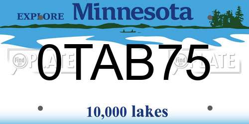 0TAB75 Minnesota License Plate