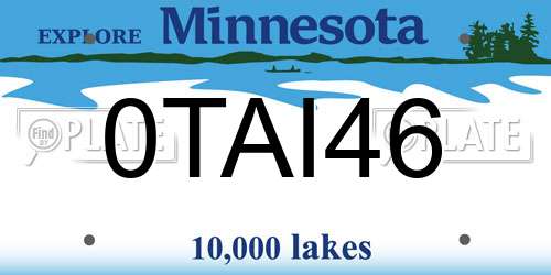 0TAI46 Minnesota License Plate