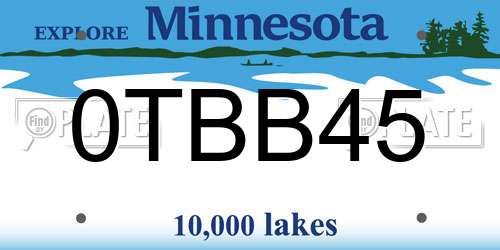 0TBB45 Minnesota License Plate