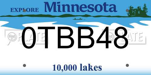 0TBB48 Minnesota License Plate