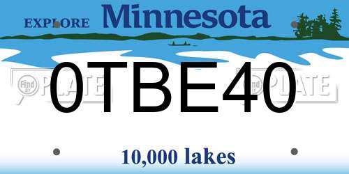 0TBE40 Minnesota License Plate