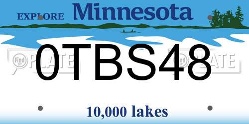 0TBS48 Minnesota License Plate