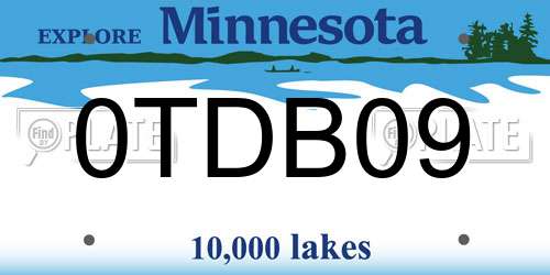 0TDB09 Minnesota License Plate