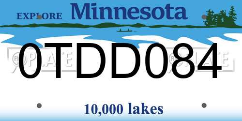 0TDD084 Minnesota License Plate