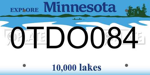 0TDO084 Minnesota License Plate