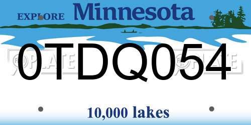 0TDQ054 Minnesota License Plate