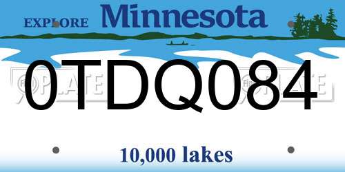 0TDQ084 Minnesota License Plate