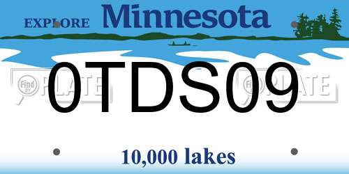 0TDS09 Minnesota License Plate