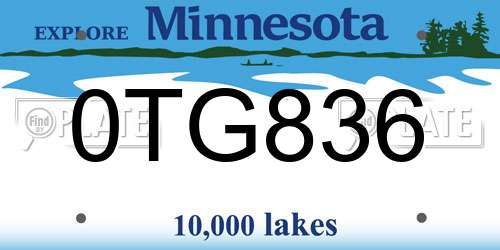 0TG836 Minnesota License Plate