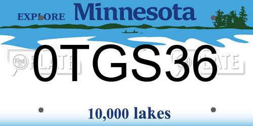 0TGS36 Minnesota License Plate