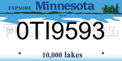 0TI9593 Minnesota License Plate