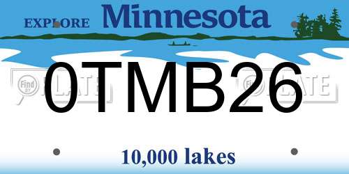 0TMB26 Minnesota License Plate