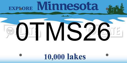 0TMS26 Minnesota License Plate