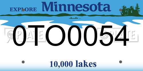 0TO0054 Minnesota License Plate