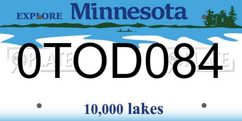 0TOD084 Minnesota License Plate