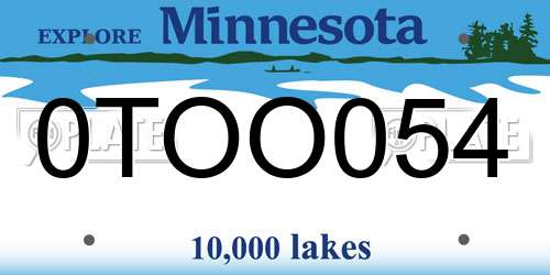 0TOO054 Minnesota License Plate