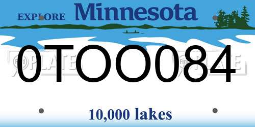 0TOO084 Minnesota License Plate