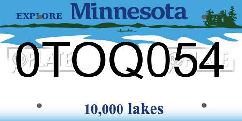 0TOQ054 Minnesota License Plate