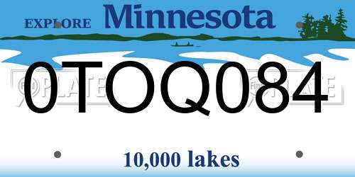 0TOQ084 Minnesota License Plate