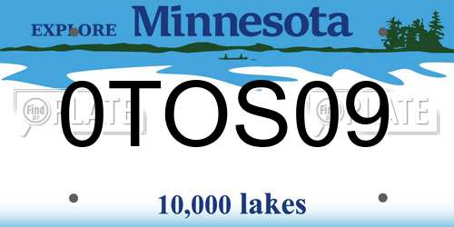 0TOS09 Minnesota License Plate