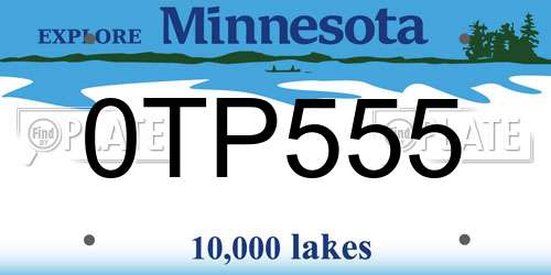 0TP555 Minnesota License Plate