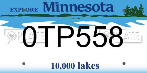 0TP558 Minnesota License Plate