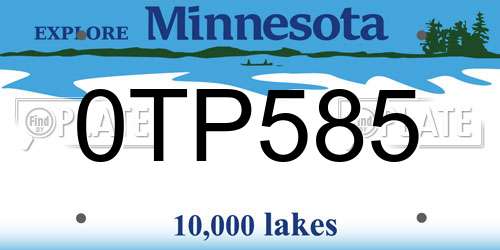 0TP585 Minnesota License Plate
