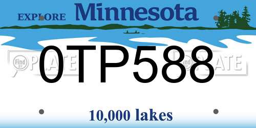 0TP588 Minnesota License Plate